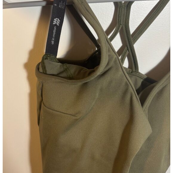All In Motion Women’s Small Olive Green Strappy Sports Bra Crop Tank Activewear - Picture 3 of 4